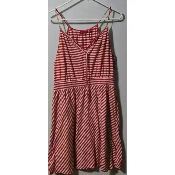Women‎ ELLE Dress L Red White Striped - Picture 1 of 5